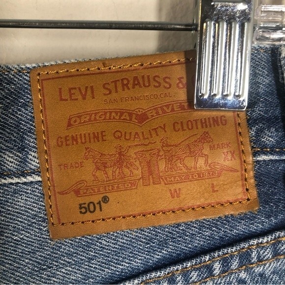 Levi's Premium Big E 501 Micro High Rise Super Short Button Fly Jean Shorts 29 - Picture 10 of 12